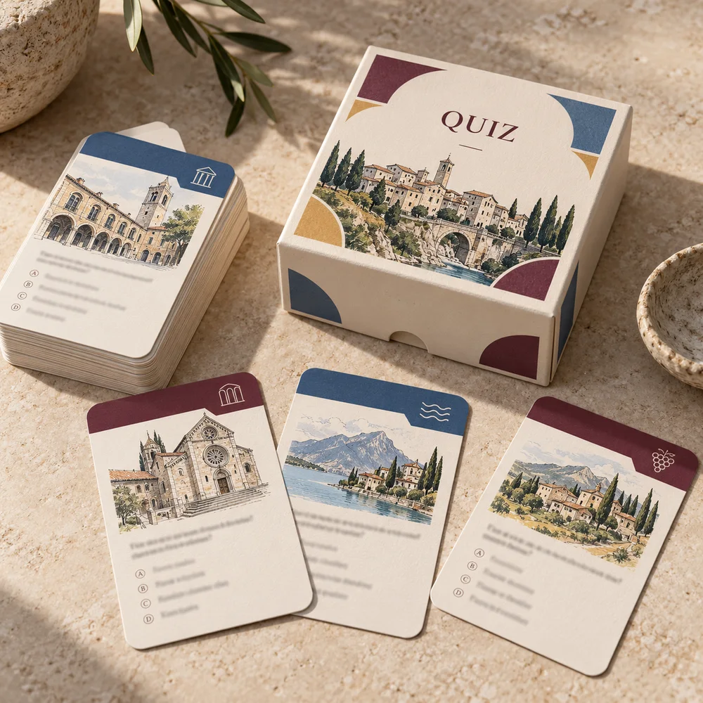 Carte quiz sul territorio — visualizzazione illustrativa della configurazione su misura