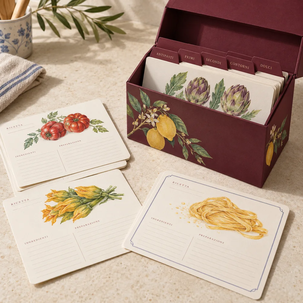 Carte ricetta personalizzate — visualizzazione illustrativa della configurazione su misura