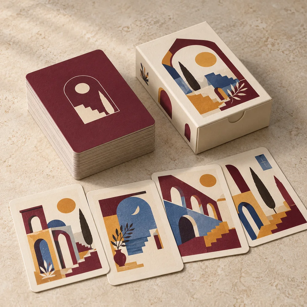 Gioco di carte personalizzato da 100 carte — visualizzazione illustrativa della configurazione su misura