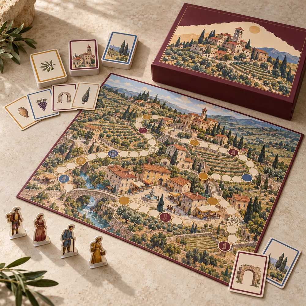 Gioco di percorso per borghi e territori — visualizzazione illustrativa della configurazione su misura