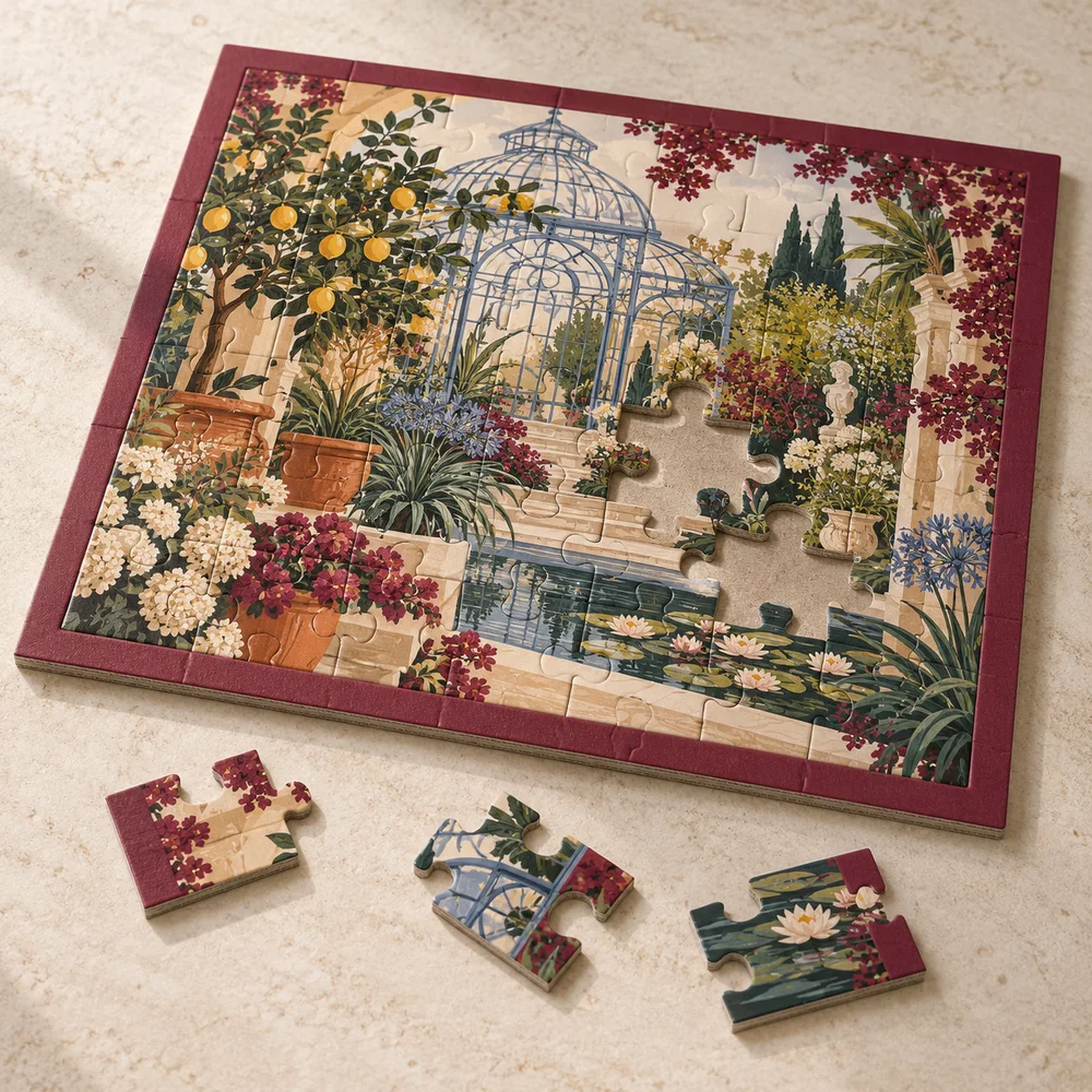 Puzzle con cornice da 30 pezzi — visualizzazione illustrativa della configurazione su misura